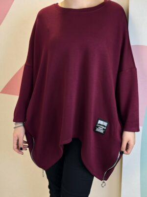 Casual μπλουζοφόρεμα με διακοσμητικά φερμουάρ