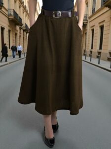 Μοντέρνα φούστα κοτλέ με ζώνη