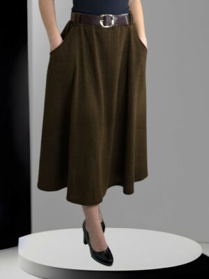 Μοντέρνα φούστα κοτλέ με ζώνη