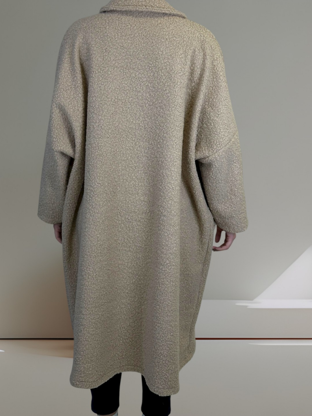 Παλτό μπουκλέ με άνετη γραμμή plus size Παλτό μπουκλέ με άνετη γραμμή plus size