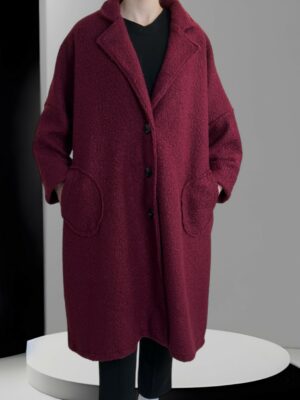 Παλτό μπουκλέ με άνετη γραμμή plus size