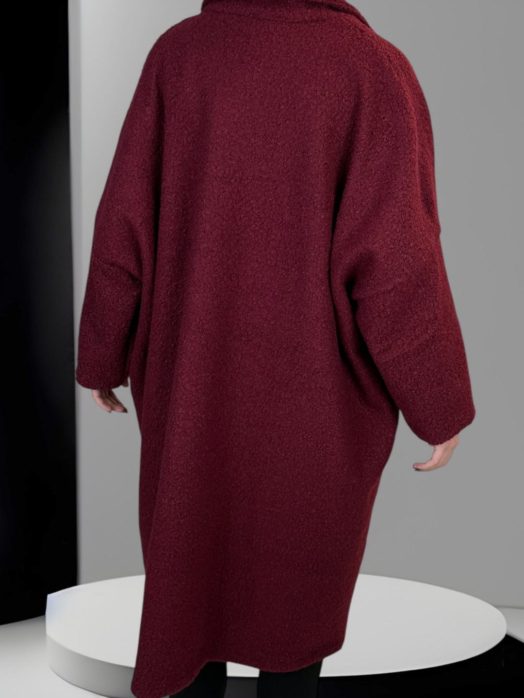 Παλτό μπουκλέ με άνετη γραμμή plus size Παλτό μπουκλέ με άνετη γραμμή plus size