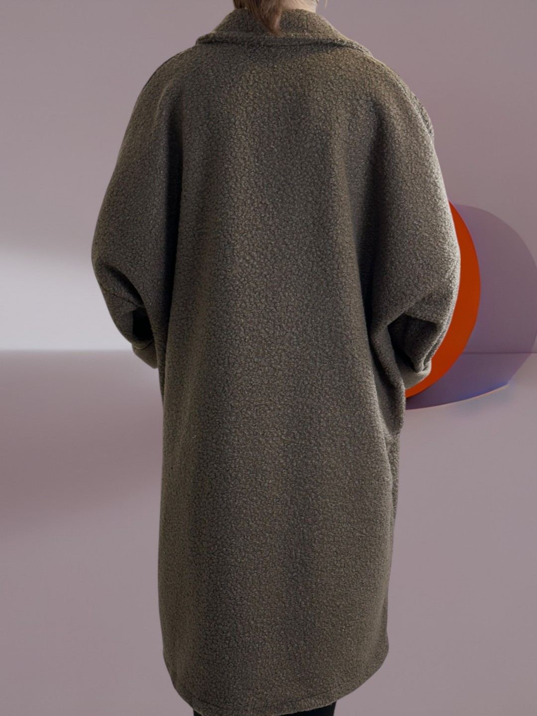 Παλτό μπουκλέ με άνετη γραμμή plus size Παλτό μπουκλέ με άνετη γραμμή plus size