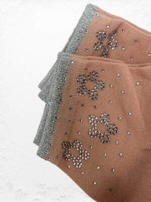 Κάλτσες με Στρας Λουλουδάτο Στυλ<br/><small class="dmm_sku">Κωδικός προϊόντος: 8517-ροζ</small>