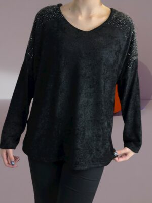 Μπλούζα με διακοσμητικά στρας στους ώμους