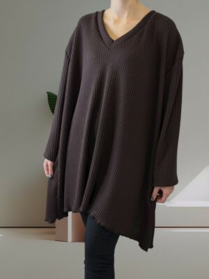 Κομψό μπλουζοφόρεμα πλεκτής υφής με V λαιμό