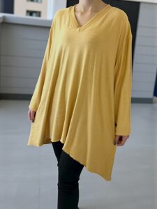 Κομψό μπλουζοφόρεμα πλεκτής υφής με V λαιμό