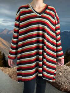 Κομψό μπλουζοφόρεμα πλεκτής υφής με V λαιμό