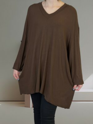 Κομψό μπλουζοφόρεμα πλεκτής υφής με V λαιμό