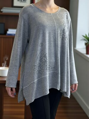 Μπλούζα με Φωτεινό Λουλουδένιο Σχέδιο Στρας