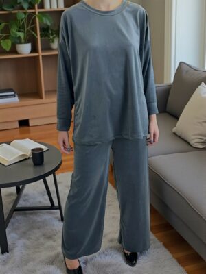 Σετ από Απαλό Βελούδο σε Γκρι Χρώμα