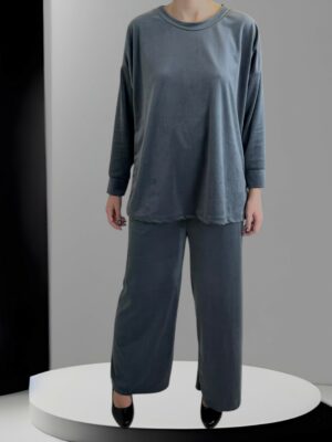 Σετ από Απαλό Βελούδο σε Γκρι Χρώμα