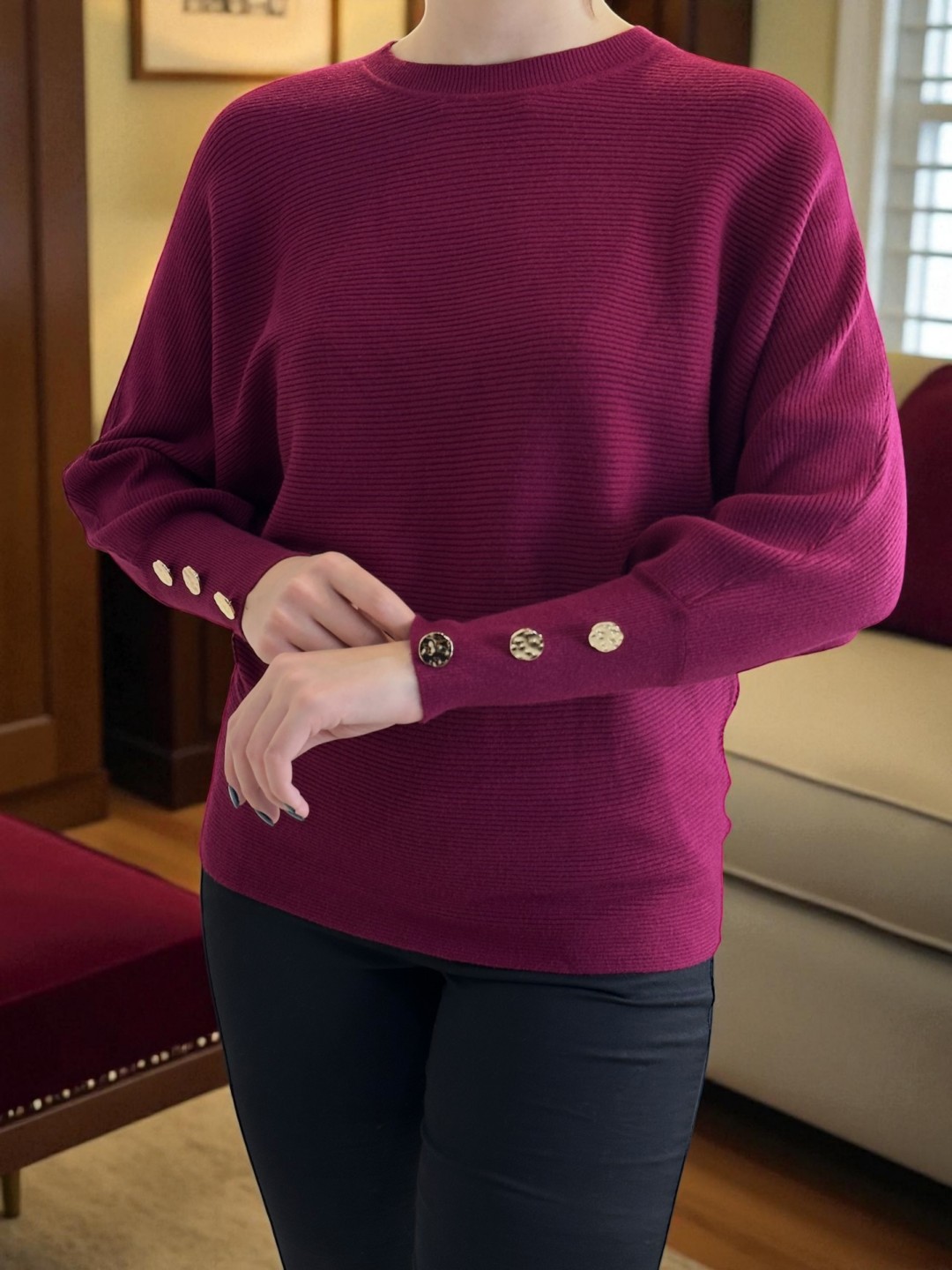 Μπλούζα με Μοντέρνες Λεπτομέρειες Κουμπιών Μπλούζα με Μοντέρνες Λεπτομέρειες Κουμπιών