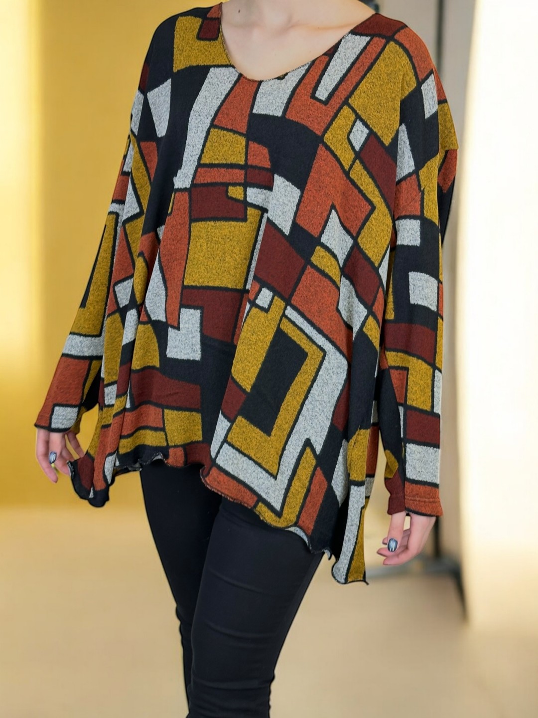 Ελαφριά Μπλούζα με Θηλυκή V Γραμμή Ελαφριά Μπλούζα με Θηλυκή V Γραμμή