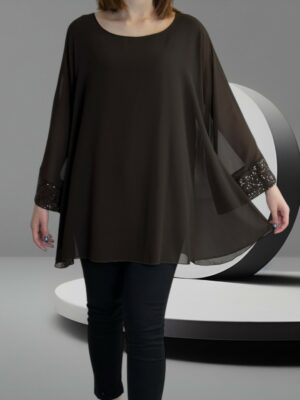 Elegant Μπλούζα από Μουσελίνα με Λαμπερές Παγιέτες