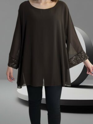 Elegant Μπλούζα από Μουσελίνα με Λαμπερές Παγιέτες