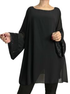 Elegant Μπλούζα από Μουσελίνα με Λαμπερές Παγιέτες