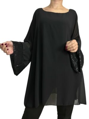 Elegant Μπλούζα από Μουσελίνα με Λαμπερές Παγιέτες