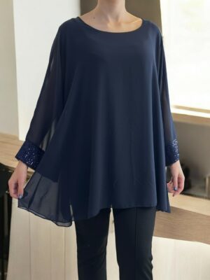 Elegant Μπλούζα από Μουσελίνα με Λαμπερές Παγιέτες