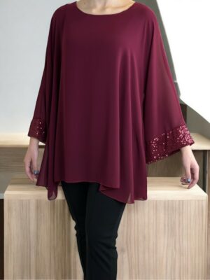 Elegant Μπλούζα από Μουσελίνα με Λαμπερές Παγιέτες