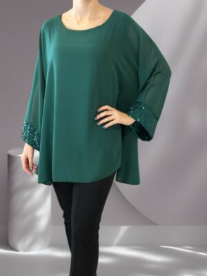 Elegant Μπλούζα από Μουσελίνα με Λαμπερές Παγιέτες