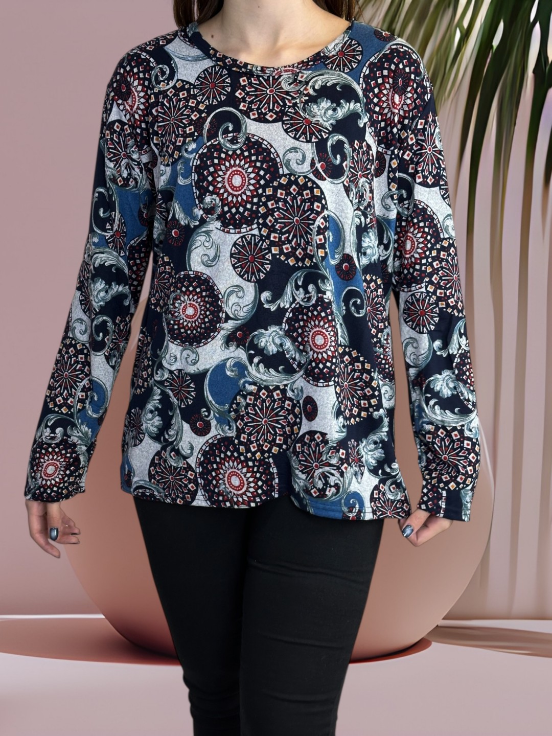 Μπλούζα με Μοντέρνο Γραφικό Μοτίβο Μπλούζα με Μοντέρνο Γραφικό Μοτίβο