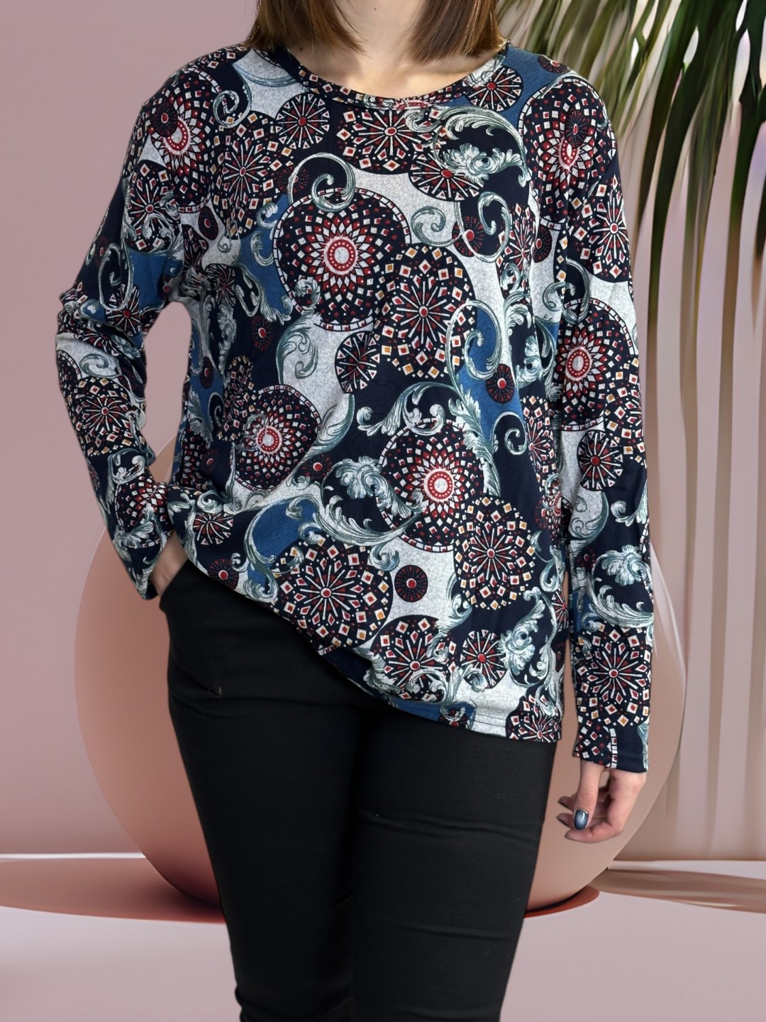 Μπλούζα με Μοντέρνο Γραφικό Μοτίβο Μπλούζα με Μοντέρνο Γραφικό Μοτίβο