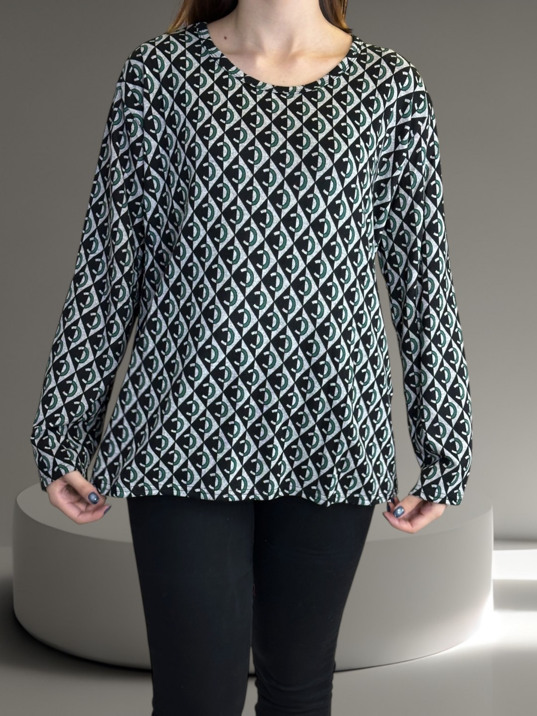 Μπλούζα με Μοντέρνο Γραφικό Μοτίβο Μπλούζα με Μοντέρνο Γραφικό Μοτίβο