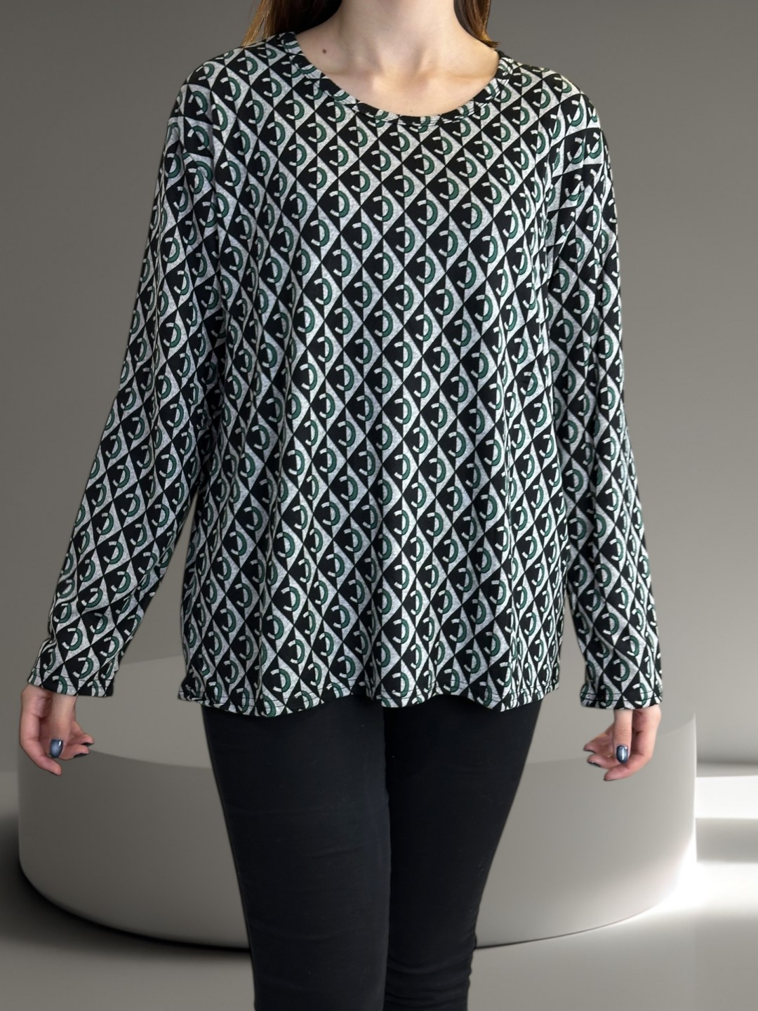 Μπλούζα με Μοντέρνο Γραφικό Μοτίβο Μπλούζα με Μοντέρνο Γραφικό Μοτίβο