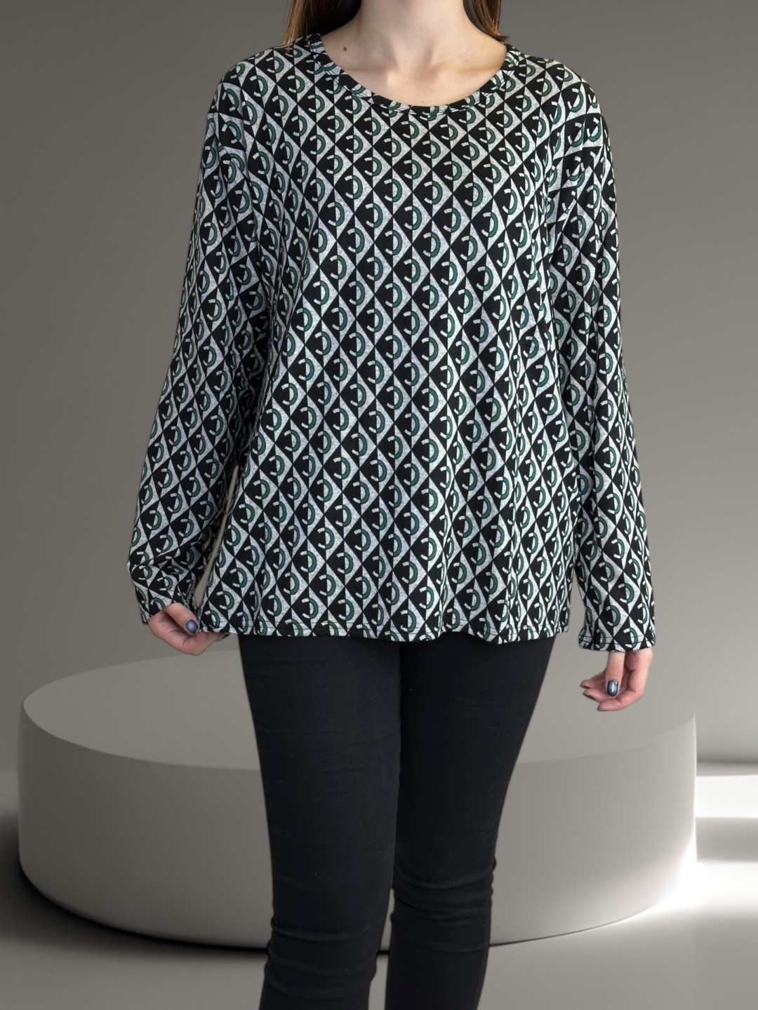 Μπλούζα με Μοντέρνο Γραφικό Μοτίβο Μπλούζα με Μοντέρνο Γραφικό Μοτίβο