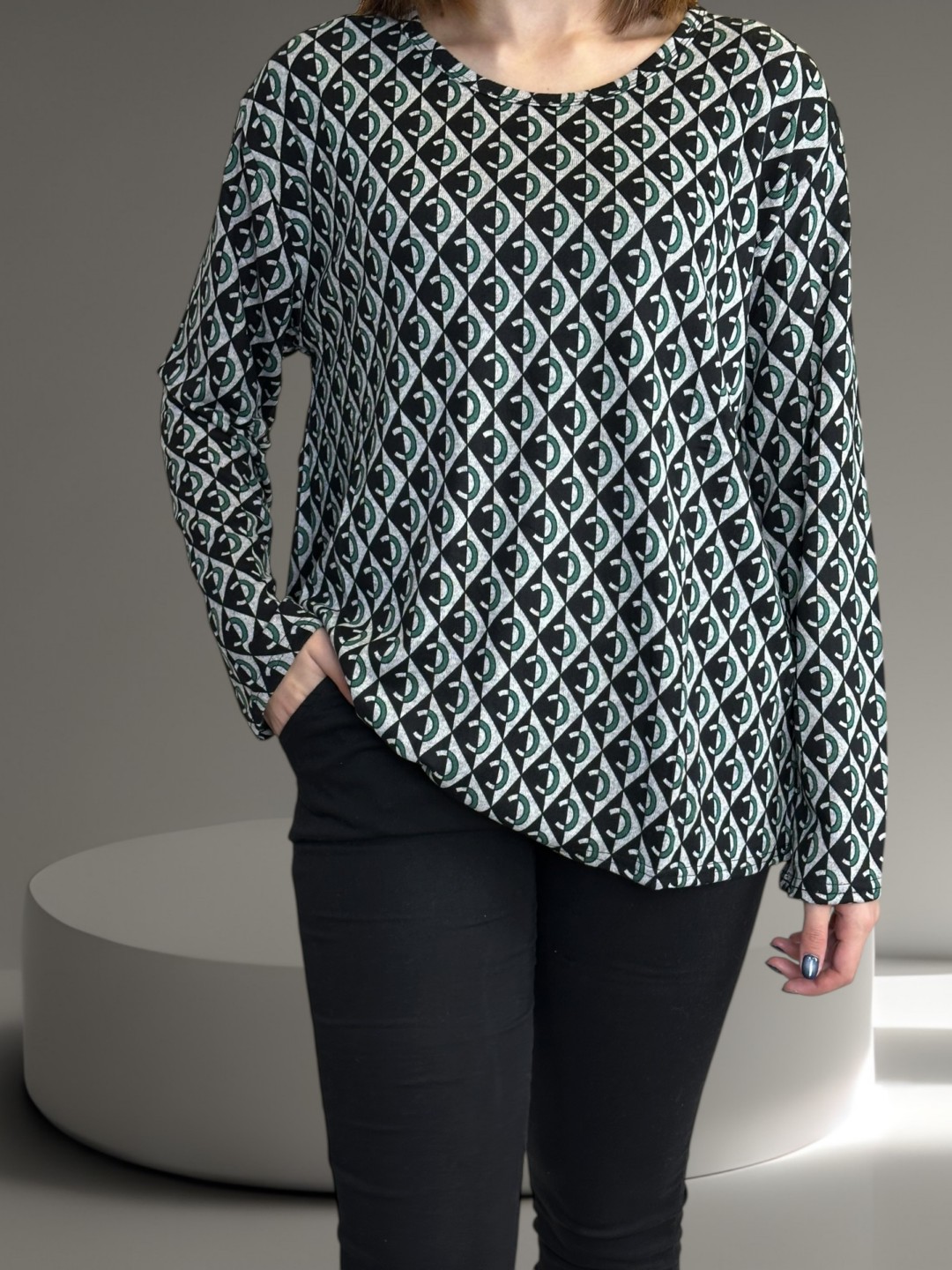 Μπλούζα με Μοντέρνο Γραφικό Μοτίβο Μπλούζα με Μοντέρνο Γραφικό Μοτίβο