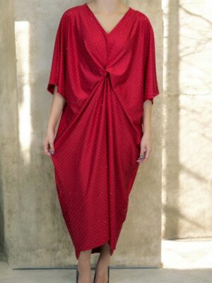 Plus Size Φόρεμα με Στρας & Μπροστινή Σούρα