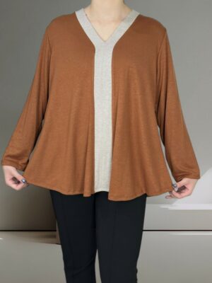 Πουλόβερ Δύο Τόνων με V Λαιμόκοψη Απόλυτη Τάση