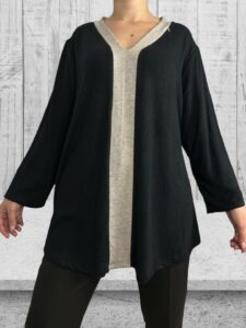 Πουλόβερ Δύο Τόνων με V Λαιμόκοψη Απόλυτη Τάση