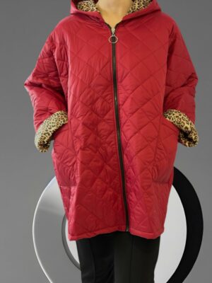 Μπουφάν Ελαφρύ με Εντυπωσιακή Λεοπάρ Φόδρα<br/><small class="dmm_sku">Κωδικός προϊόντος: 8567-κοκκινο</small>