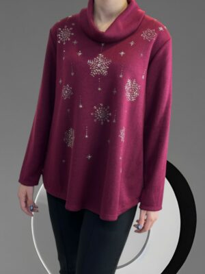 Μπλούζα Ζιβάγκο με Απαλή Γραμμή και Χιονισμένα Στρας