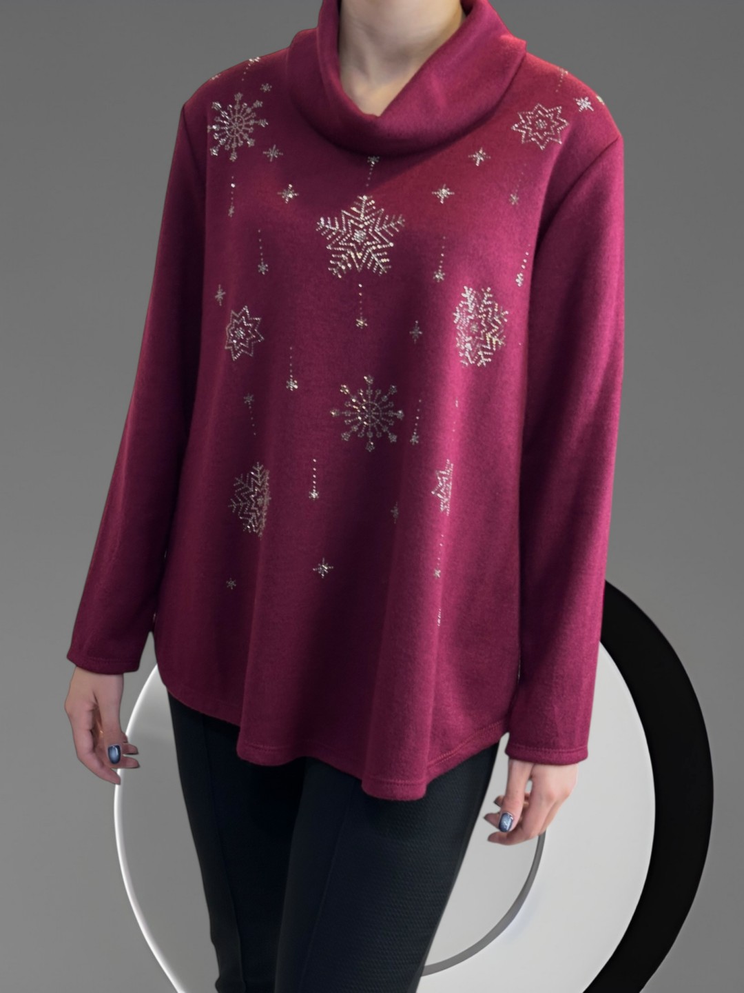 Μπλούζα Ζιβάγκο με Απαλή Γραμμή και Χιονισμένα Στρας Μπλούζα Ζιβάγκο με Απαλή Γραμμή και Χιονισμένα Στρας