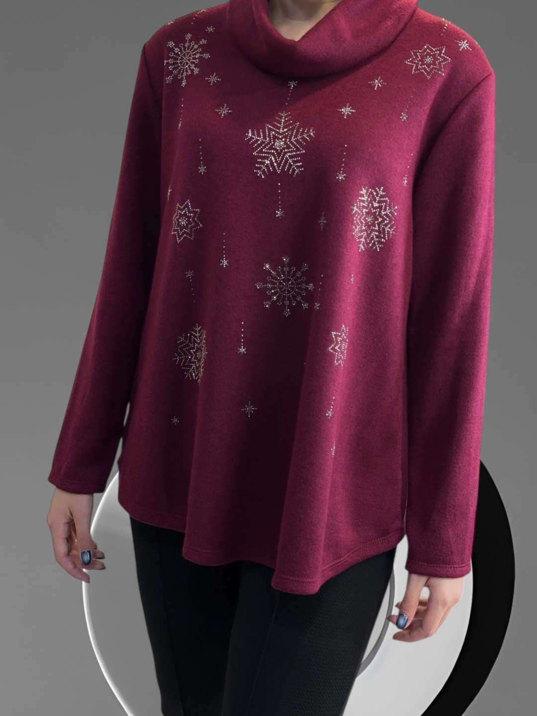 Μπλούζα Ζιβάγκο με Απαλή Γραμμή και Χιονισμένα Στρας Μπλούζα Ζιβάγκο με Απαλή Γραμμή και Χιονισμένα Στρας