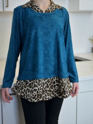 Μπλούζα με Λεοπάρ Γιακά για Ξεχωριστή Εμφάνιση