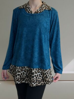 Μπλούζα με Λεοπάρ Γιακά για Ξεχωριστή Εμφάνιση