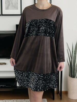 Κομψό Βελούδινο Φόρεμα με Λαμπερές Παγιέτες