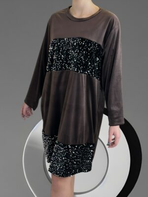 Κομψό Βελούδινο Φόρεμα με Λαμπερές Παγιέτες