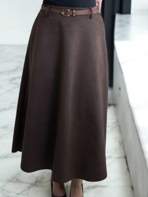Σουέτ Φούστα με Απαλή Υφή και Λεπτή Ζώνη