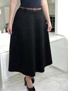 Σουέτ Φούστα με Απαλή Υφή και Λεπτή Ζώνη