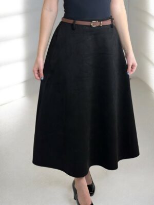 Σουέτ Φούστα με Απαλή Υφή και Λεπτή Ζώνη