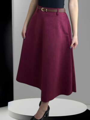 Σουέτ Φούστα με Απαλή Υφή και Λεπτή Ζώνη