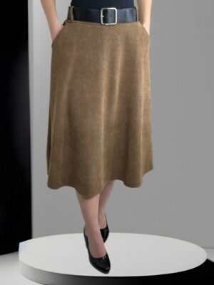 Κοτλέ Φούστα με Λεπτή Ρίγα και Κομψή Γραμμή