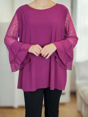 Μπλούζα με Διάφανες Πινελιές και Μανίκια στολισμένα με Στρας