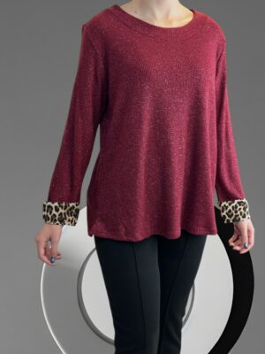 Λαμπερή Μπλούζα με Διακριτικές Λεοπάρ Πινελιές