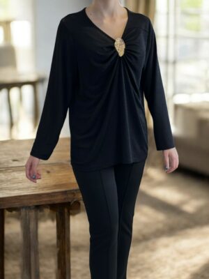 Μοντέρνα Λούρεξ Μπλούζα με Λαμπερή Υφή και Εφαρμοστή Γραμμή